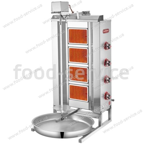 Аппарат для шаурмы Silver 2166 U4 LPG 4 конфорки верхний мотор